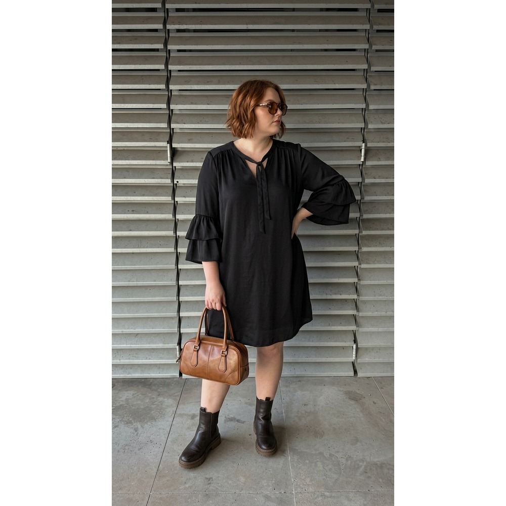 Old Navy Bell Sleeve Dress XXL Boho Tie Neckline Classic Bell Sleeves Normcore